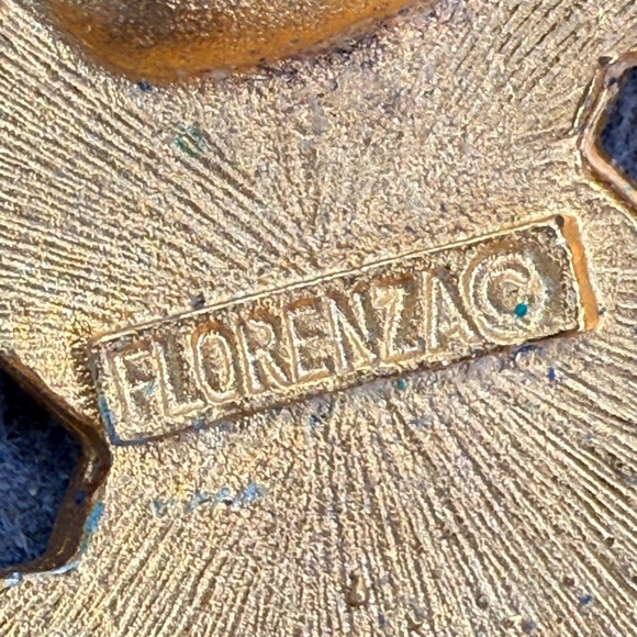 VTG Florenza Geometric Enamel Clip-On Earrings Oval Blue Green Gold 70s Jewelry - Picture 5 of 7